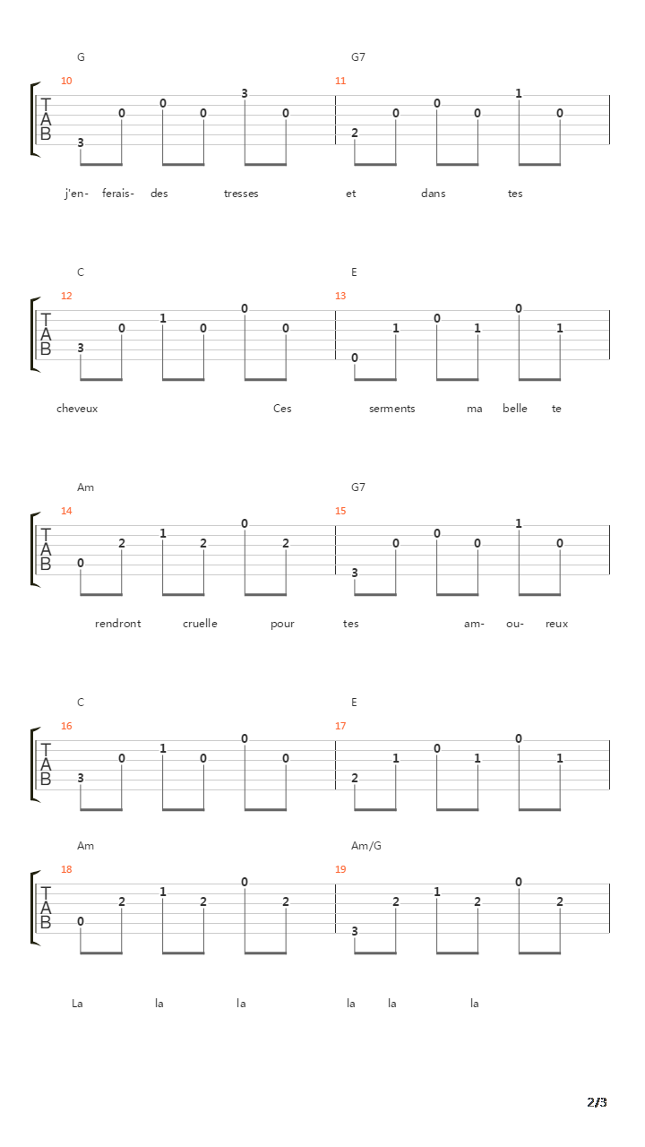 L'éducation Sentimentale吉他谱