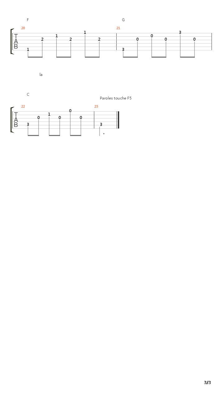 L'éducation Sentimentale吉他谱