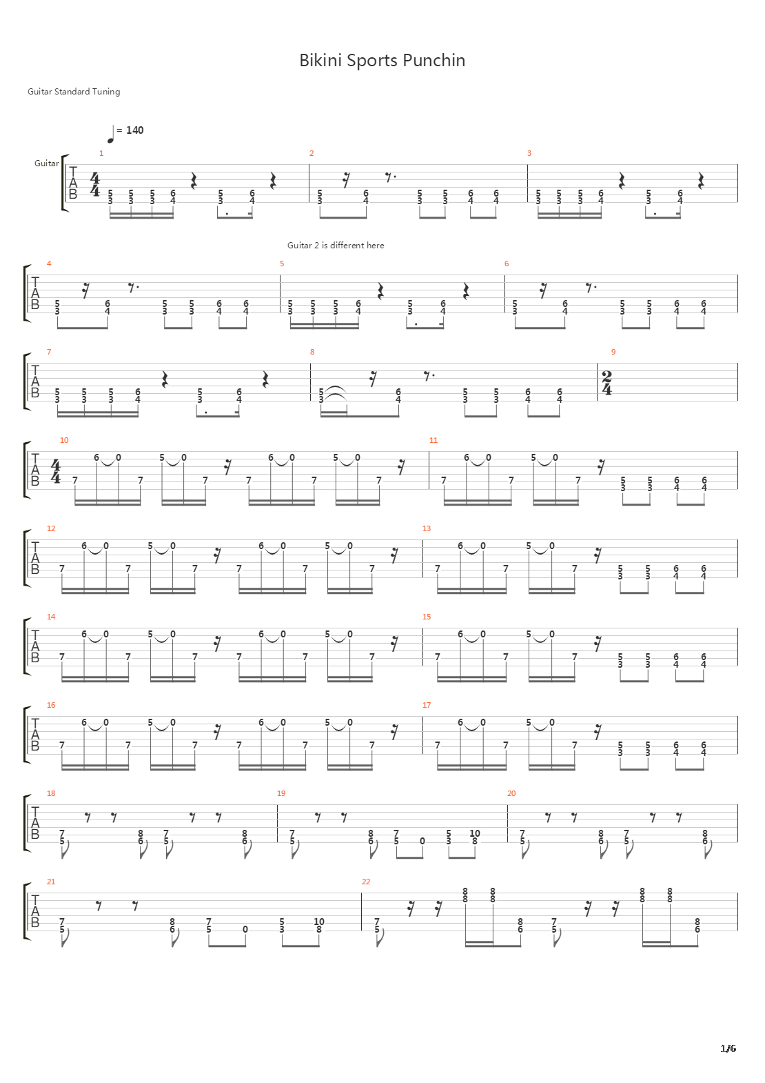 Bikini Sports Punchin吉他谱