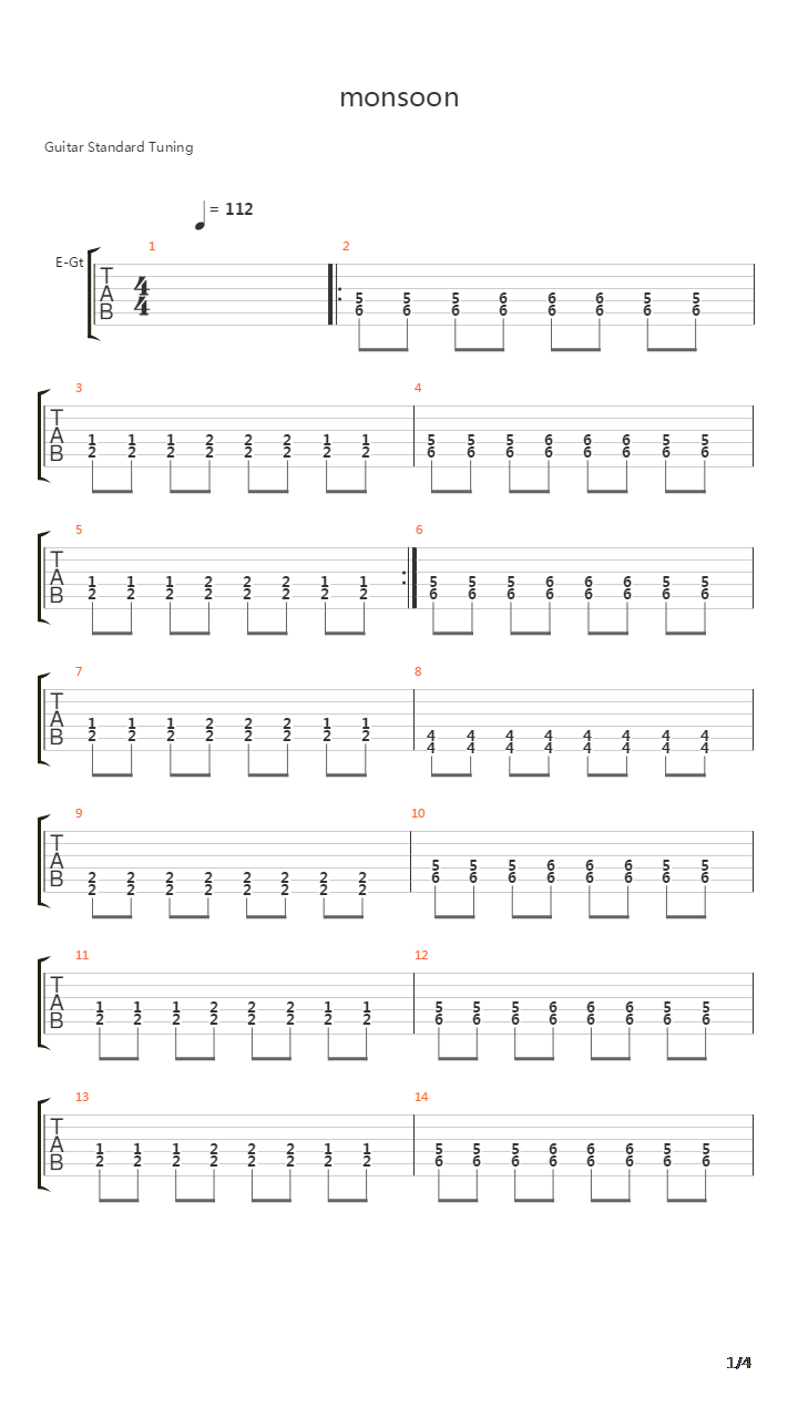 Monsoon吉他谱