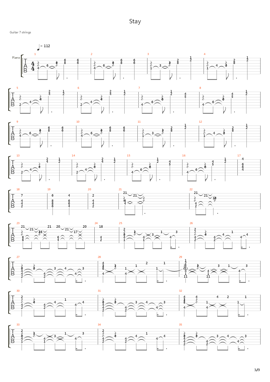 Stay吉他谱