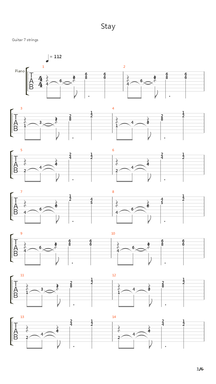 Stay吉他谱