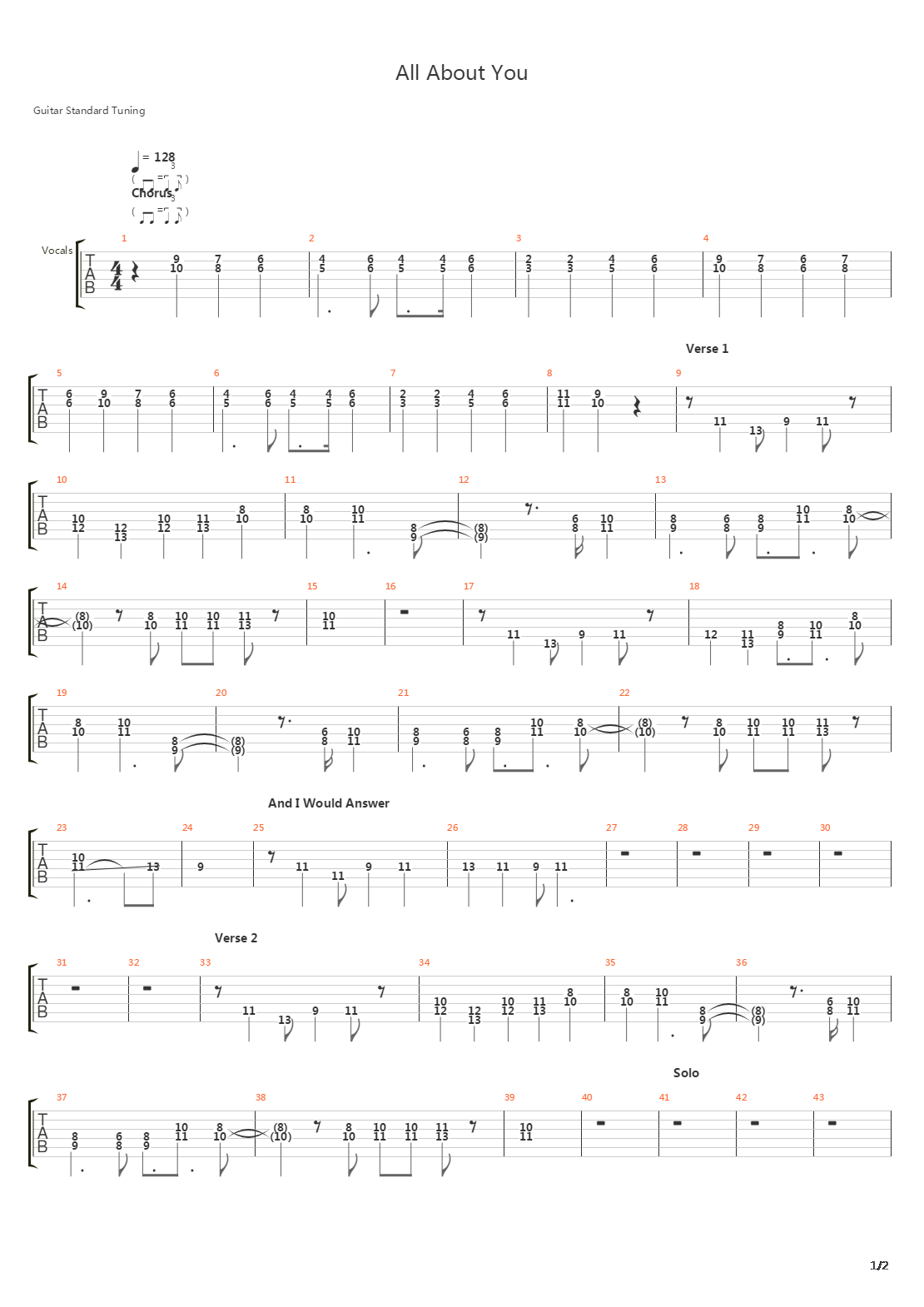 All About You吉他谱