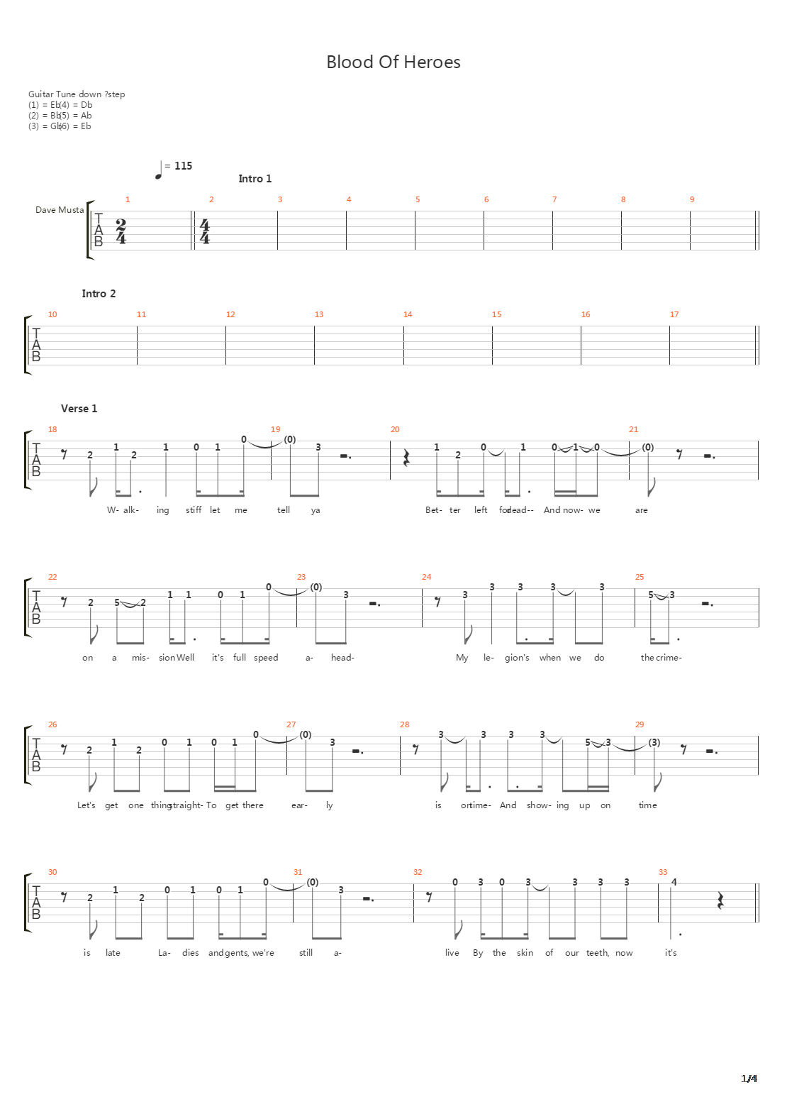 Blood Of Heroes吉他谱