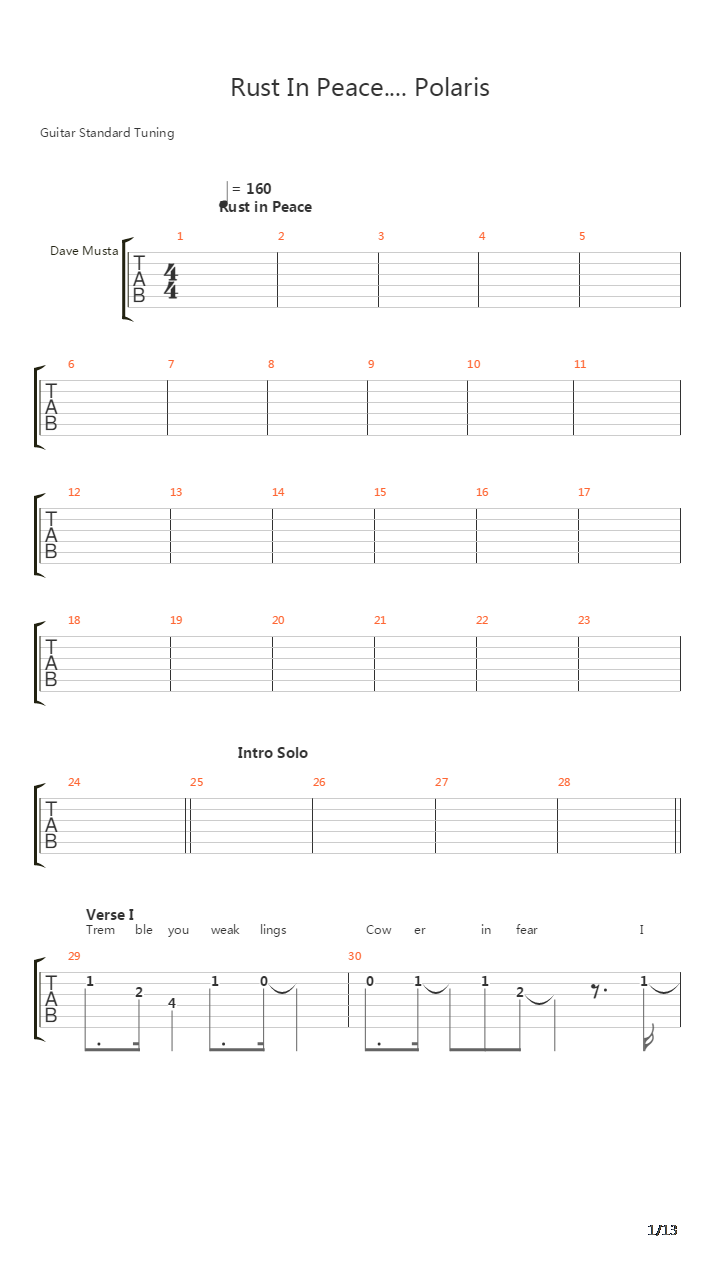 Rust In Peace... Polaris吉他谱
