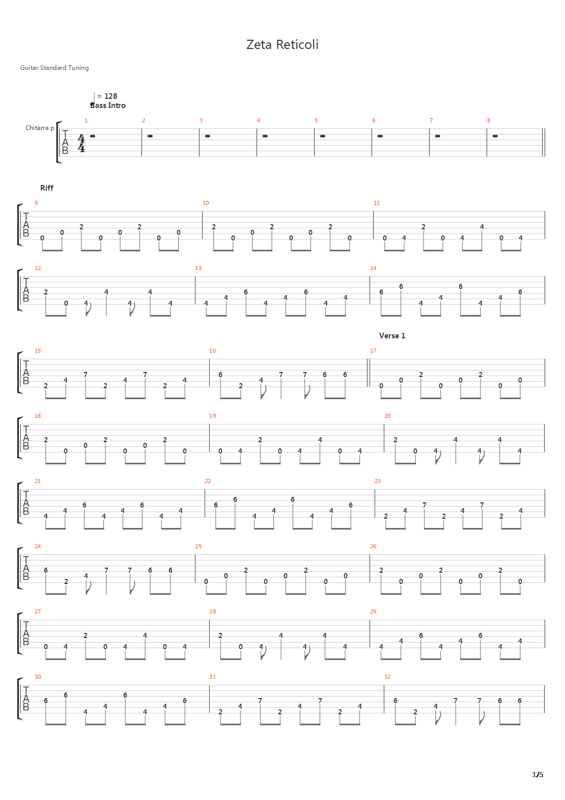 Zeta Reticoli吉他谱