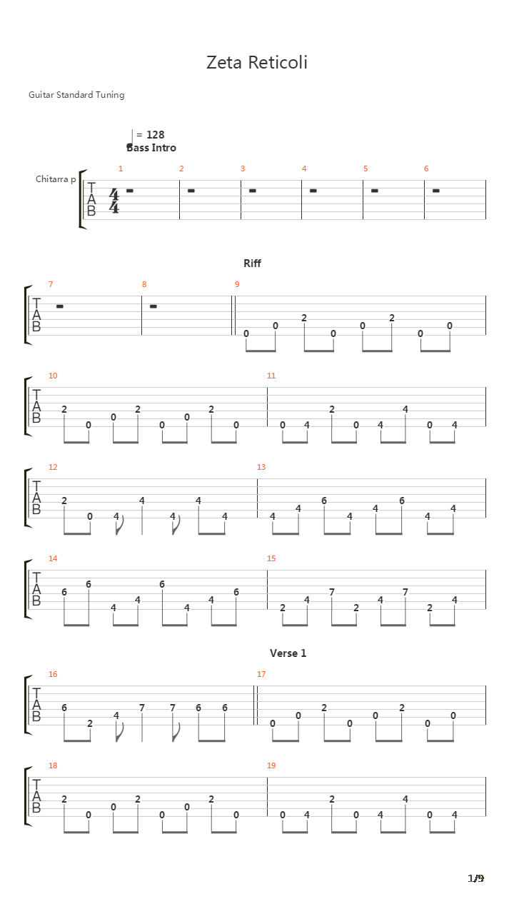 Zeta Reticoli吉他谱