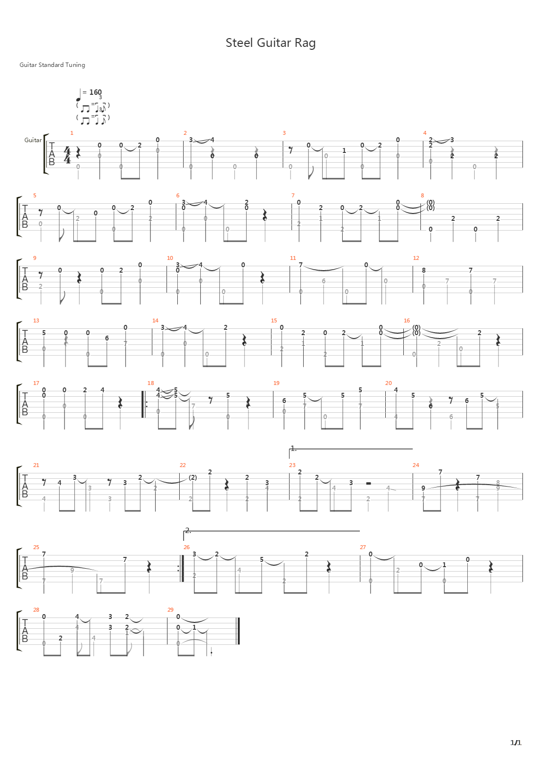 Steel Guitar Rag吉他谱