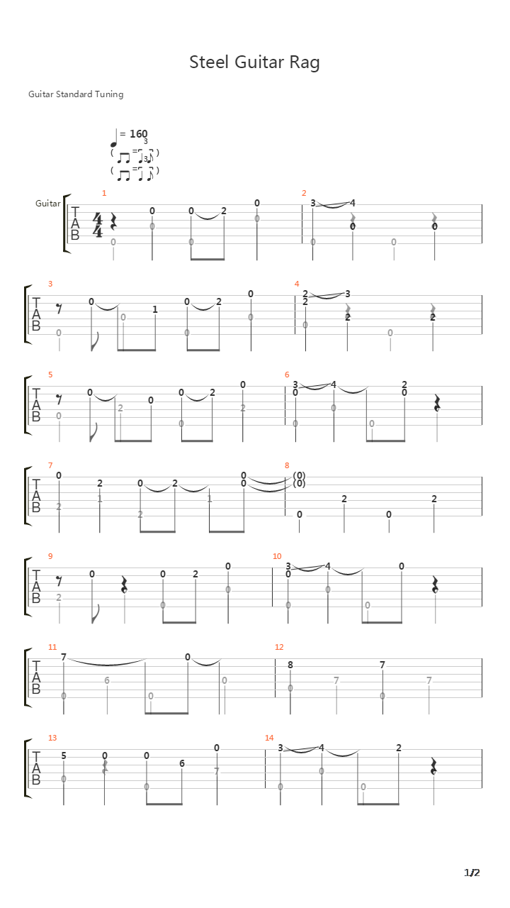 Steel Guitar Rag吉他谱