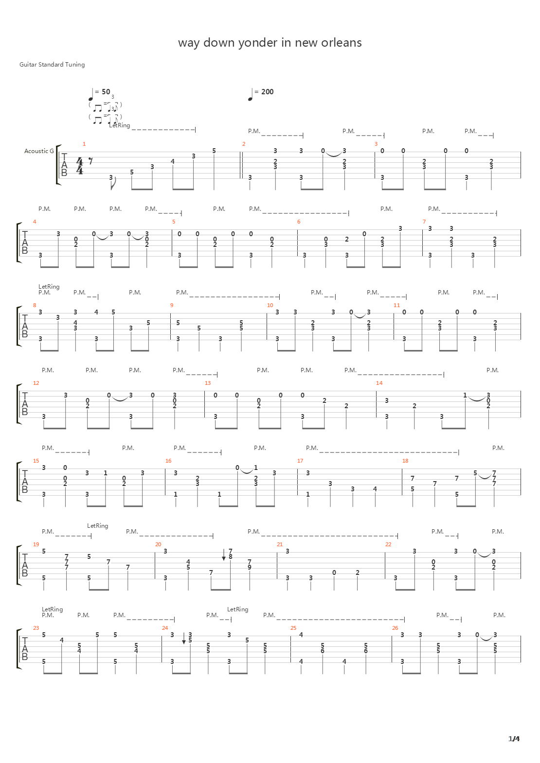 Way Down Yonder In New Orleans吉他谱