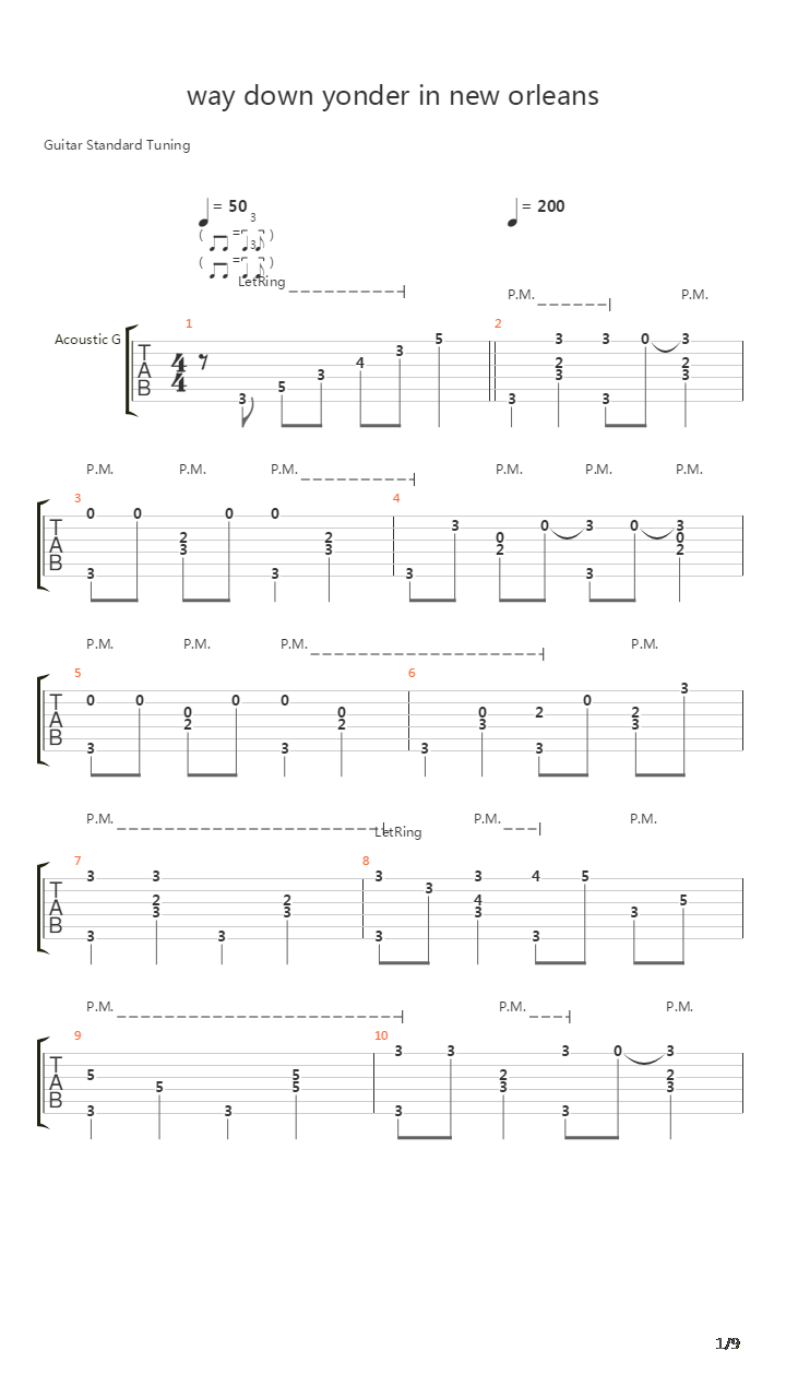 Way Down Yonder In New Orleans吉他谱