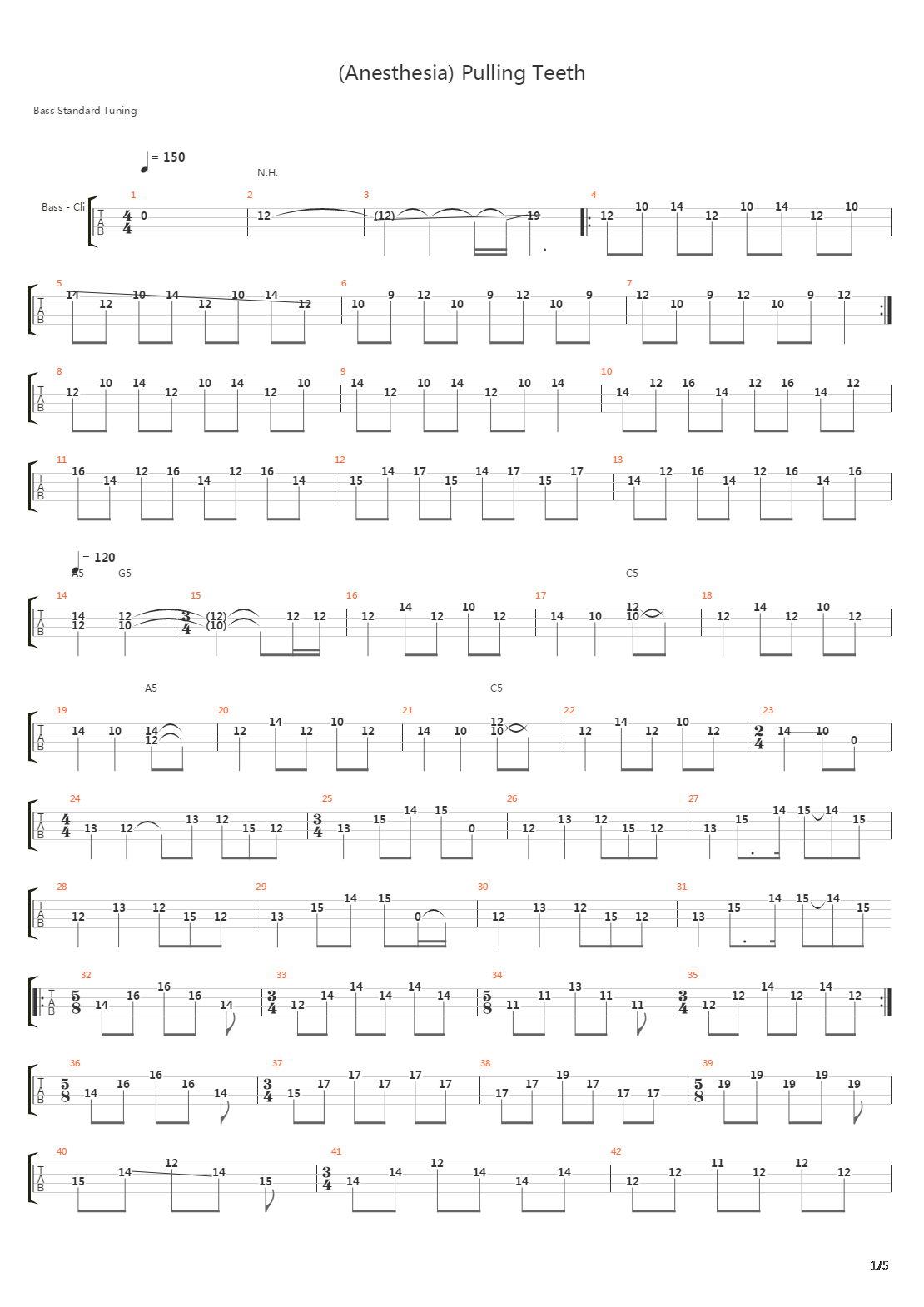 Anesthesia (Pulling Teeth)吉他谱