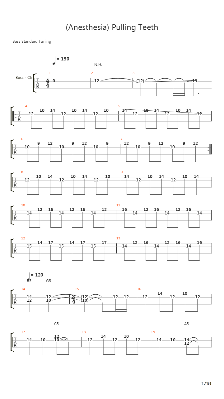 Anesthesia (Pulling Teeth)吉他谱