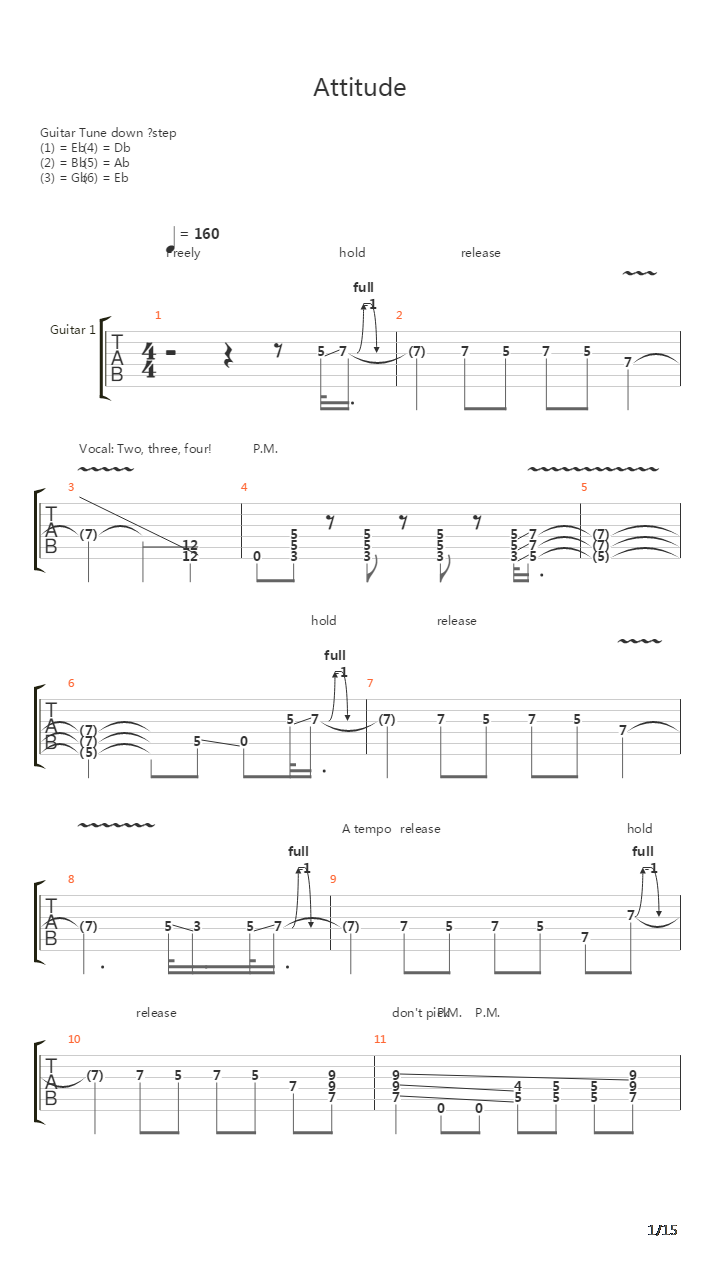 Attitude吉他谱
