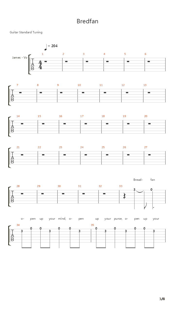 Breadfan吉他谱