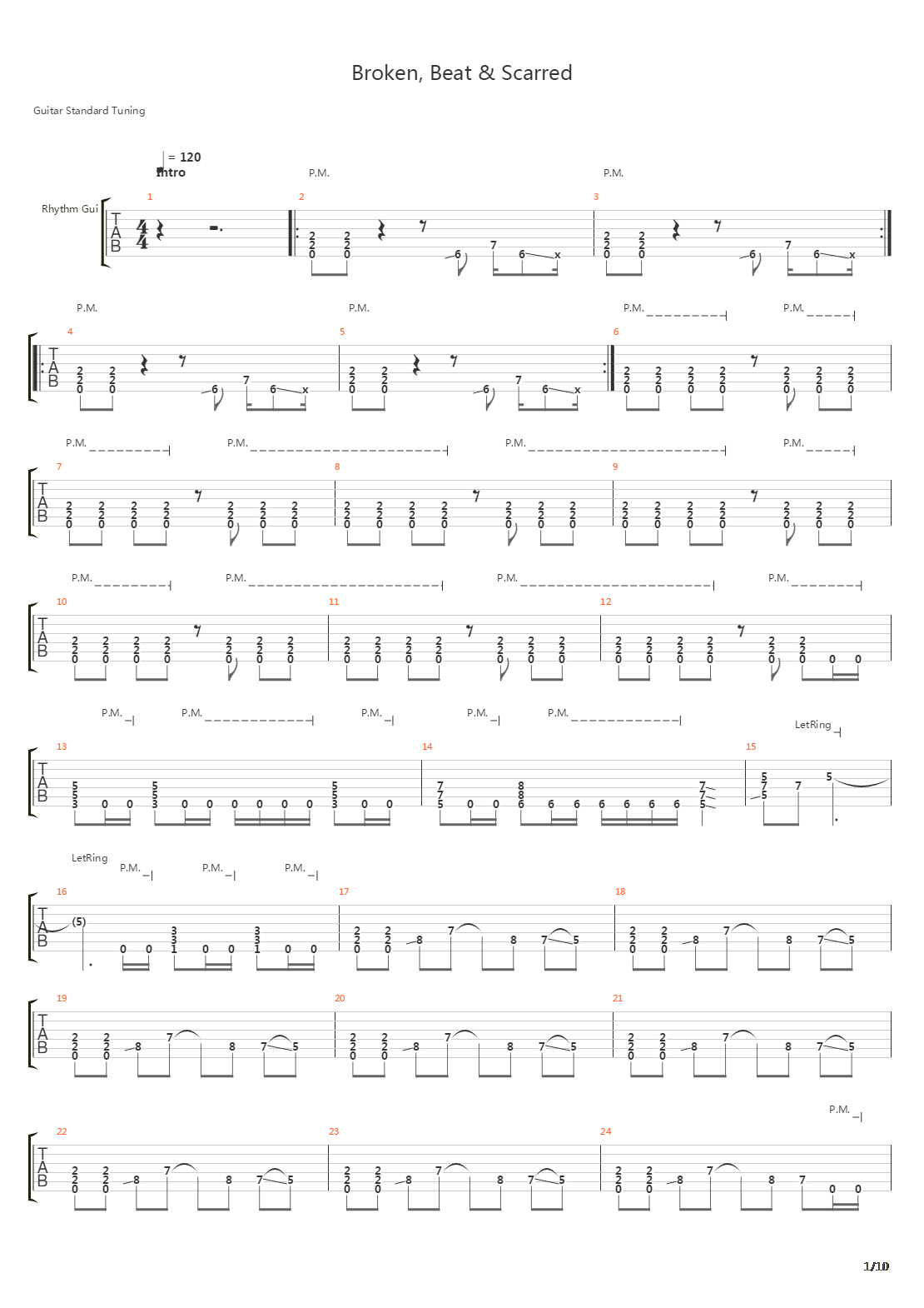 Broken, Beat And Scarred吉他谱