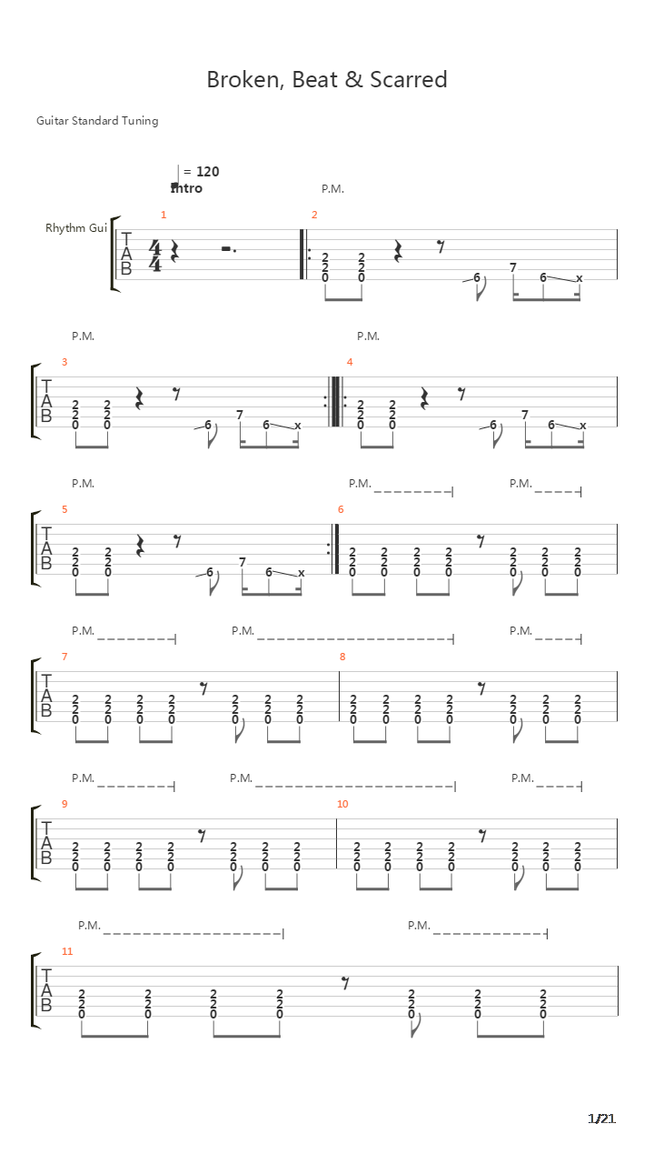 Broken, Beat And Scarred吉他谱