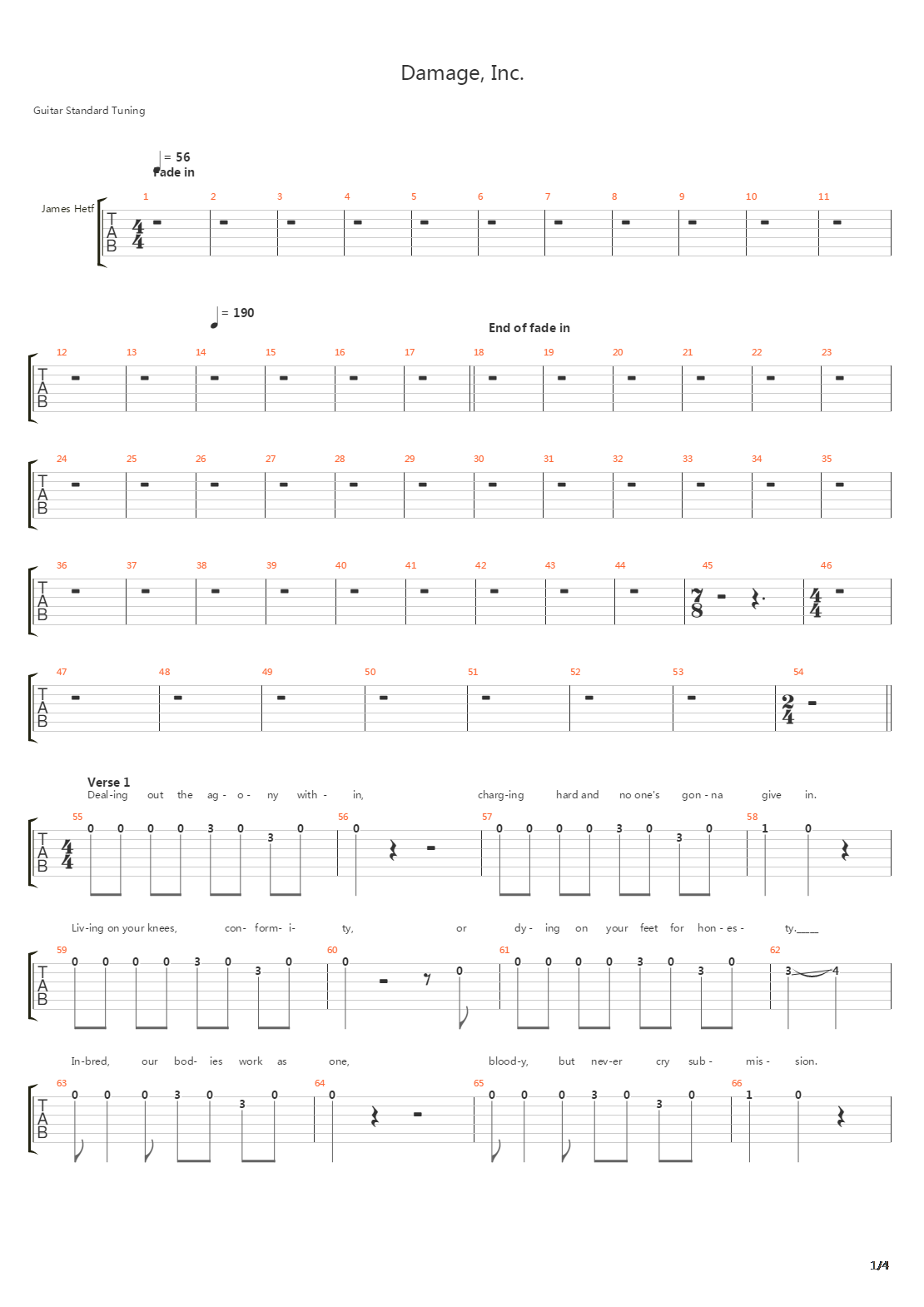 Damage, Inc.吉他谱