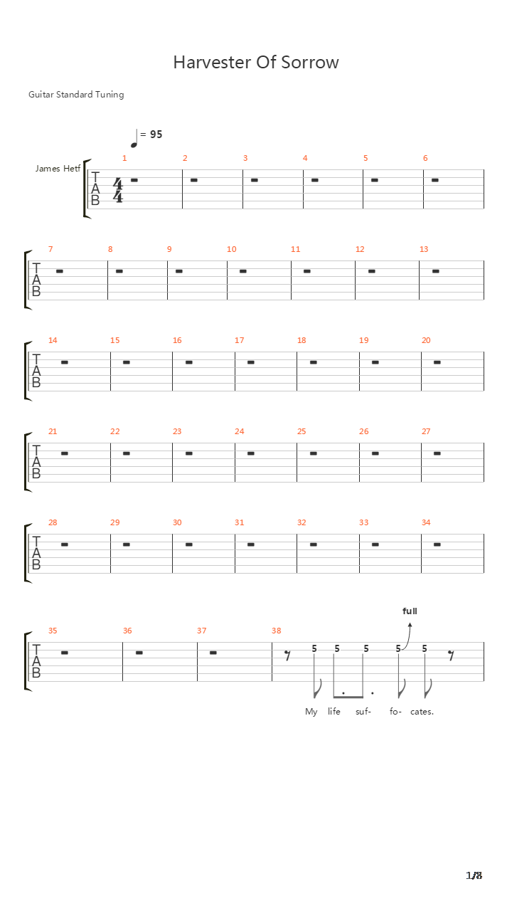 Harvester Of Sorrow吉他谱