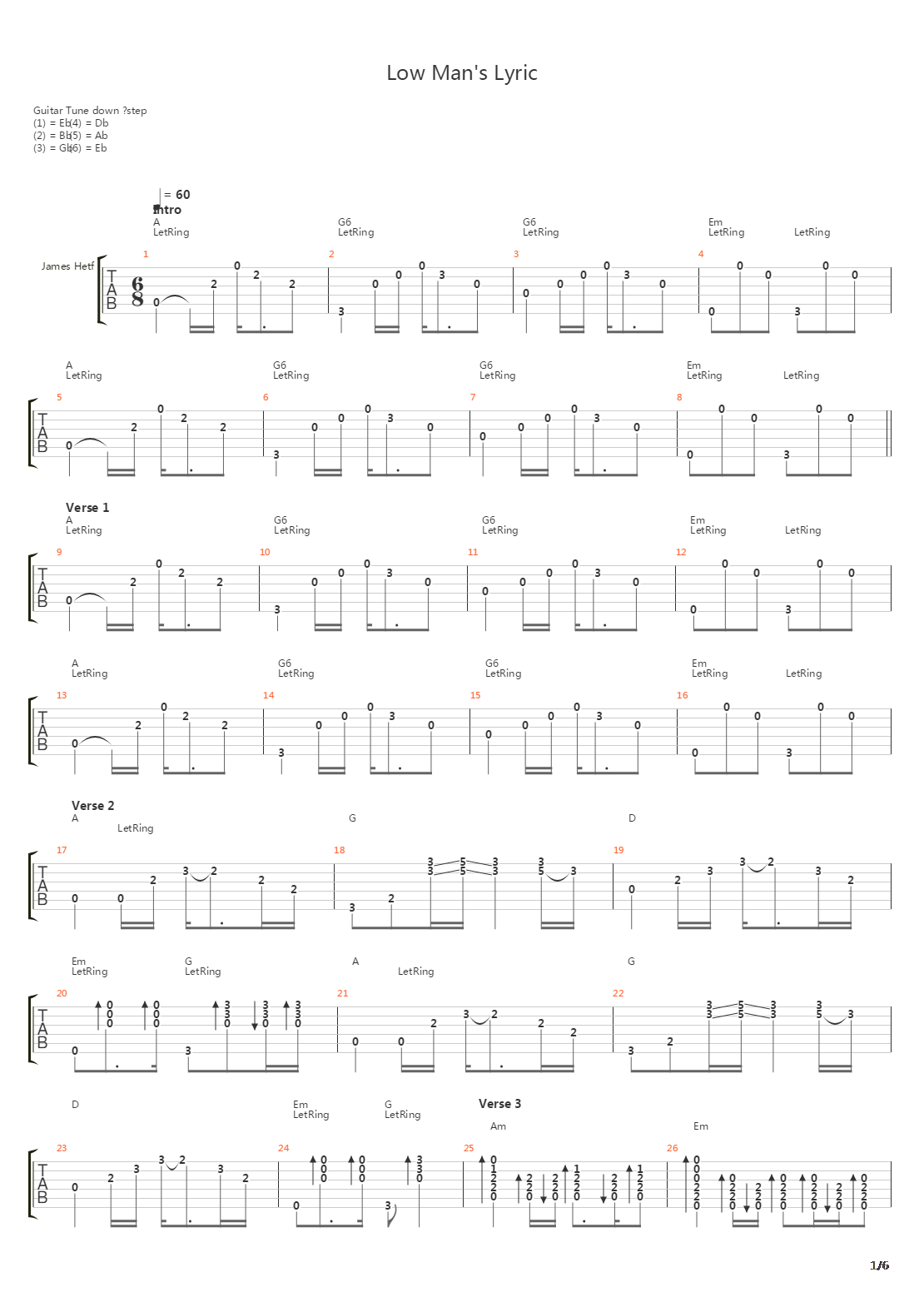 Low Man's Lyric吉他谱