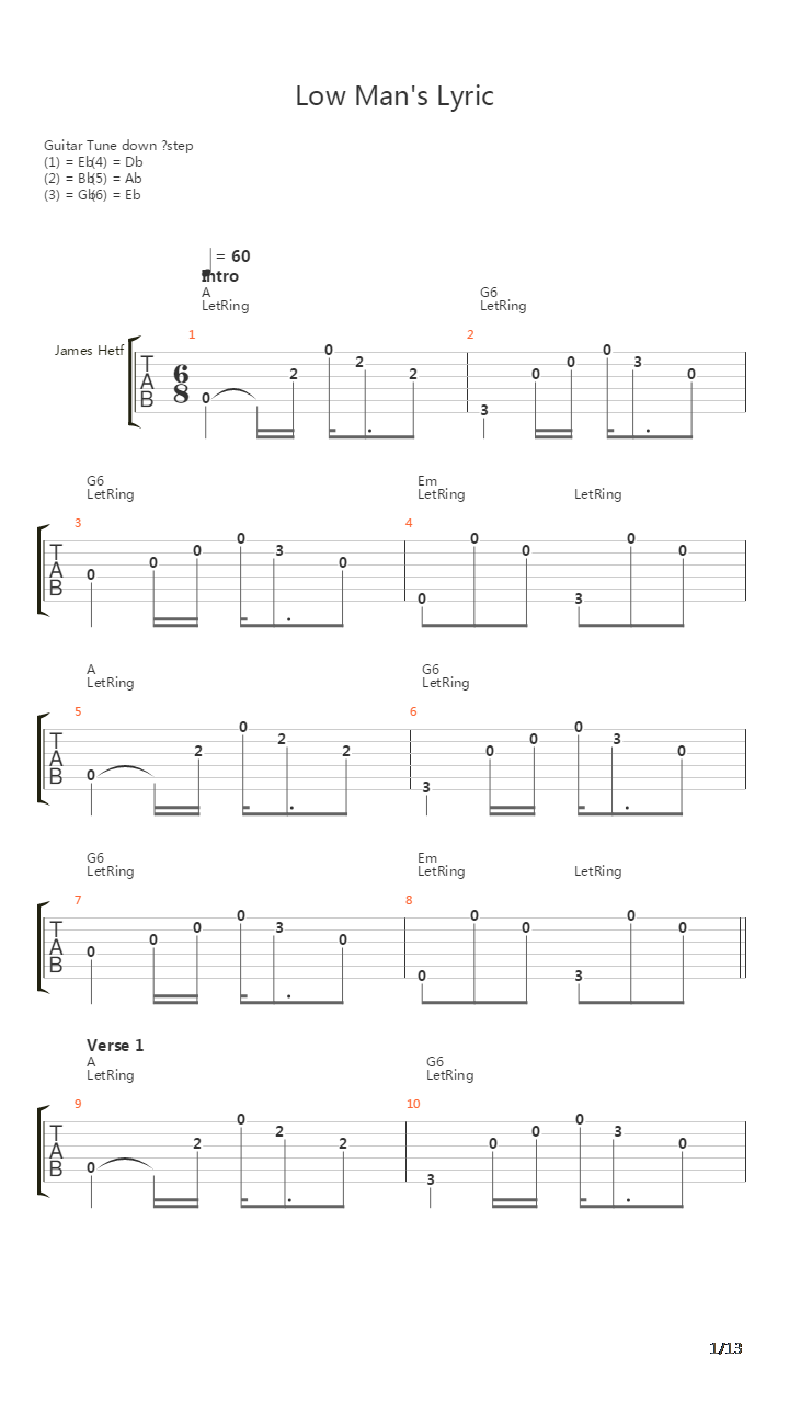 Low Man's Lyric吉他谱