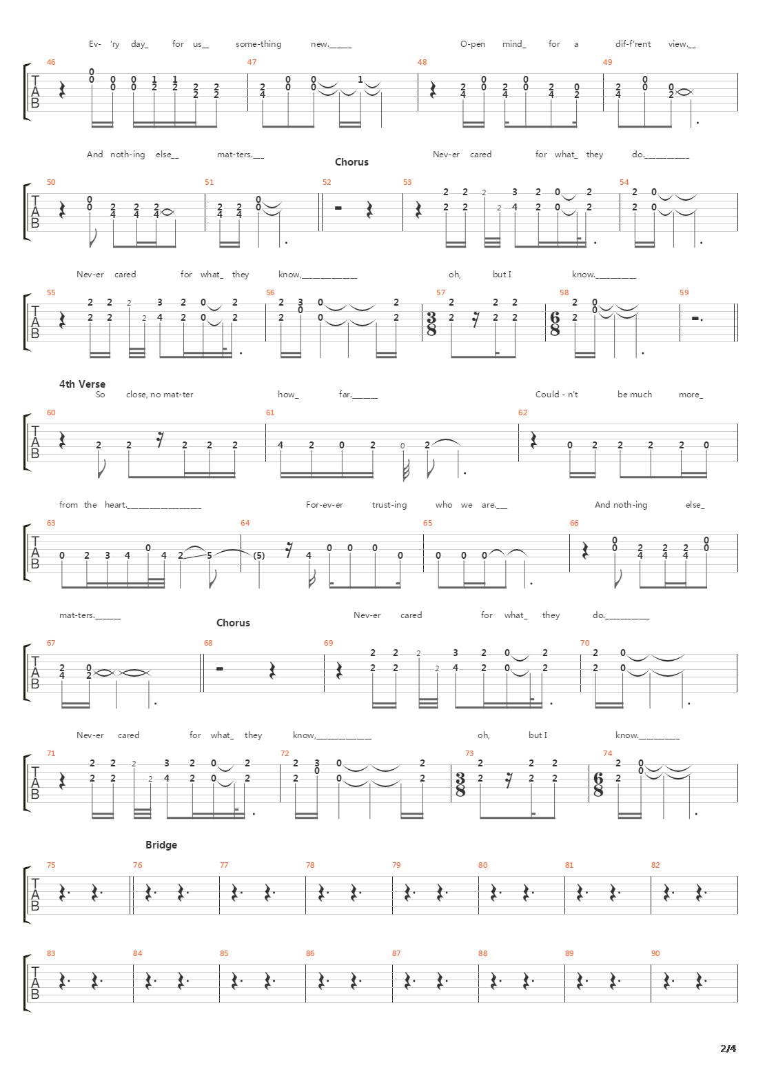 Nothing Else Matters (Custom Version吉他谱