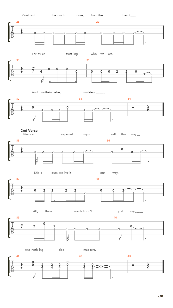 Nothing Else Matters (Custom Version吉他谱