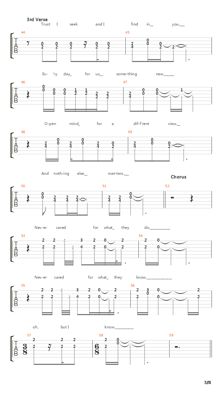 Nothing Else Matters (Custom Version吉他谱