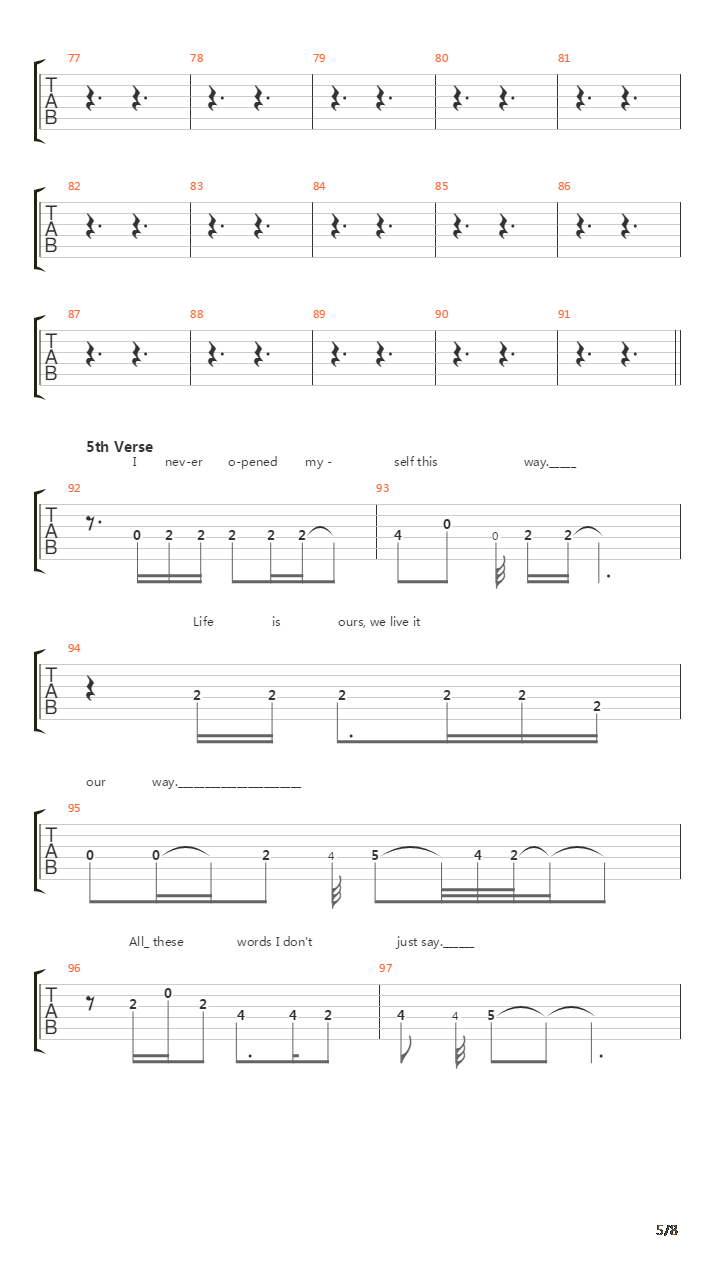 Nothing Else Matters (Custom Version吉他谱