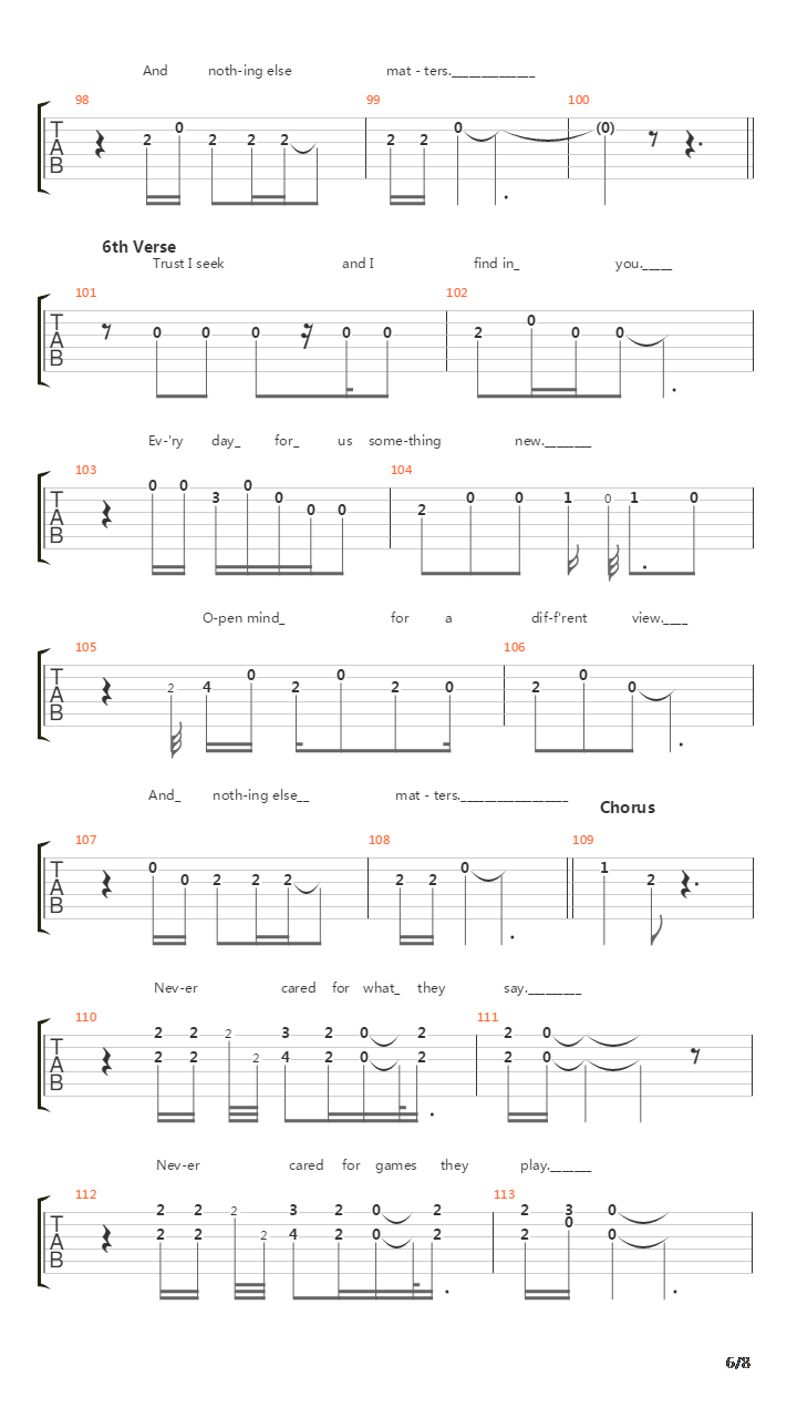 Nothing Else Matters (Custom Version吉他谱