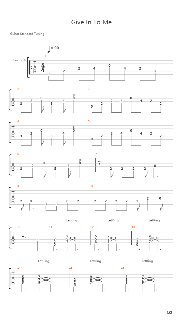 Give Into Me (Verse And Chorus)吉他谱