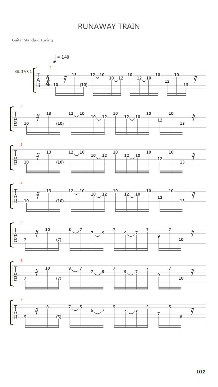 Runaway Train吉他谱