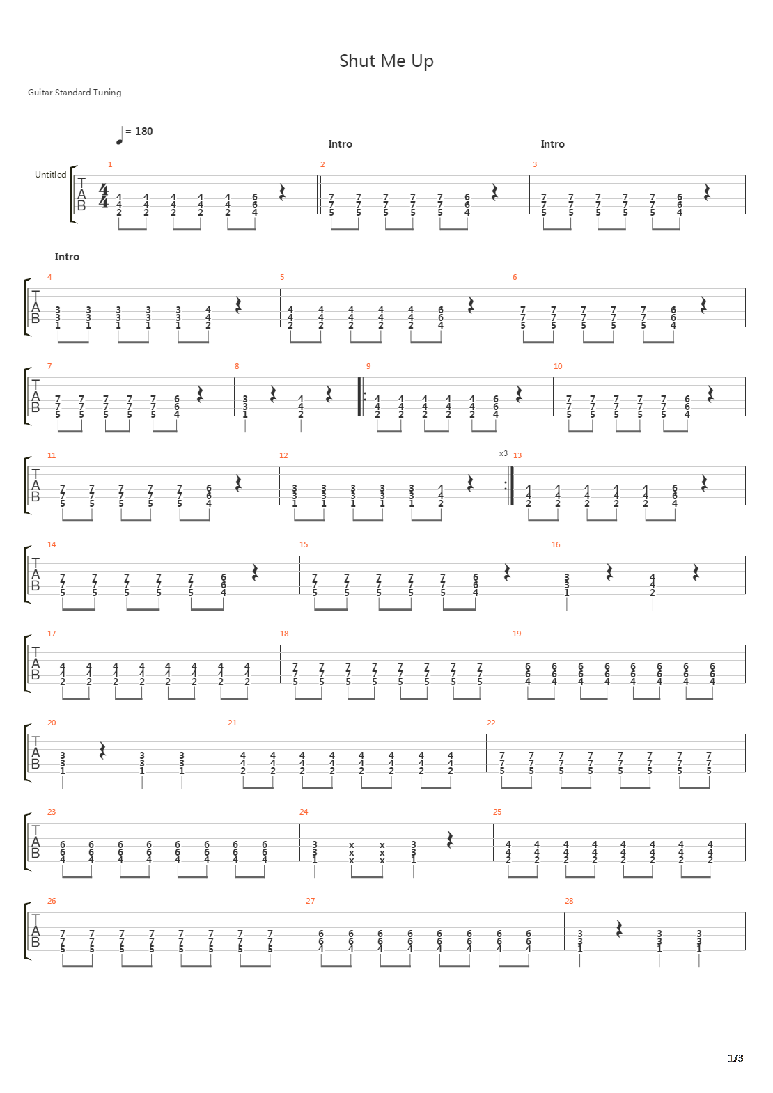 Shut Me Up吉他谱