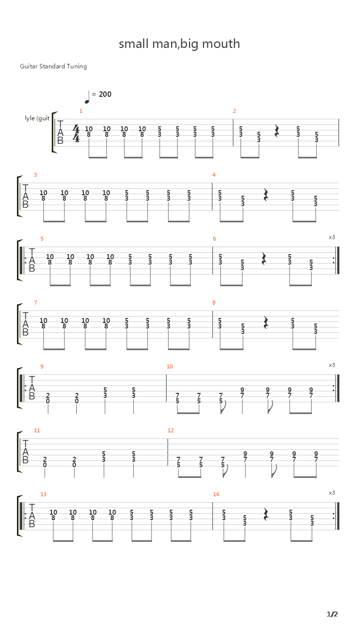 Small Man, Big Mouth吉他谱