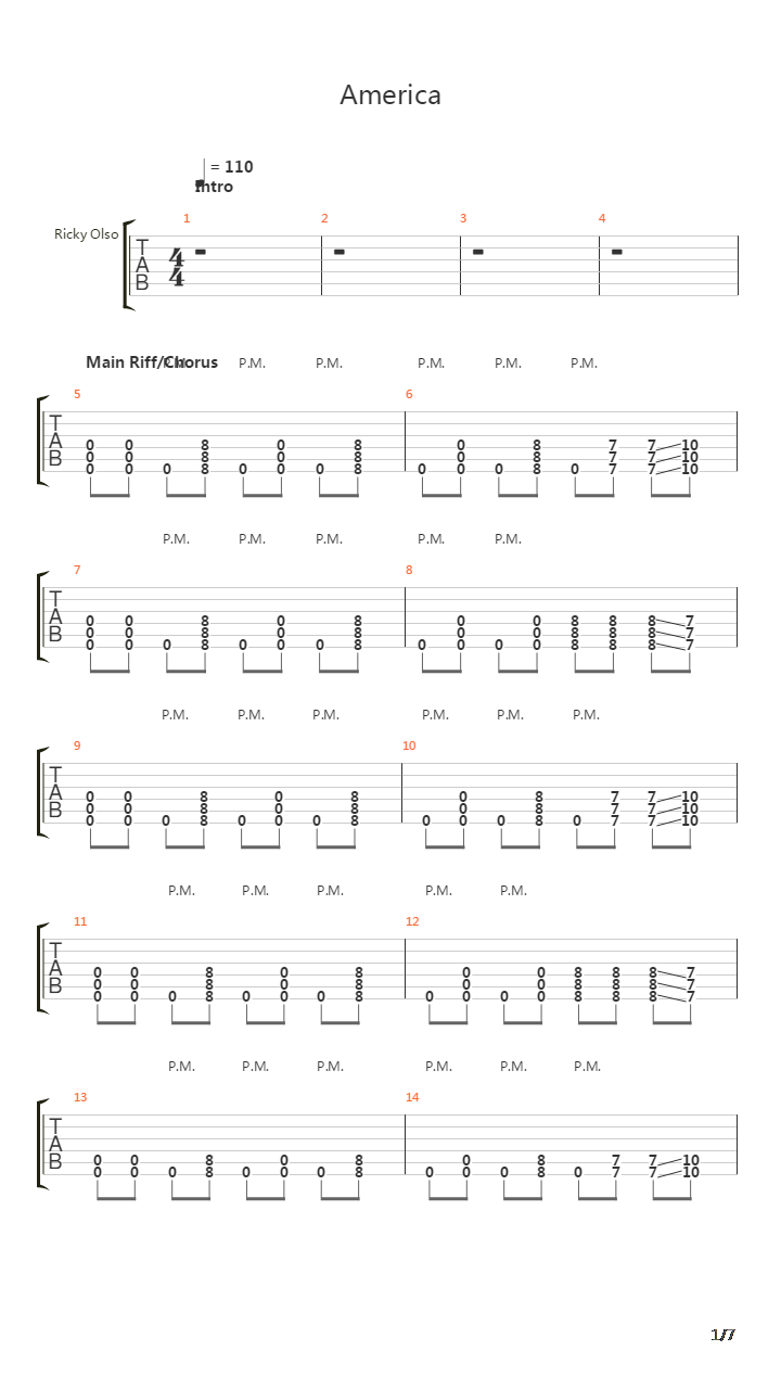 A-M-E-R-I-C-A (Drop C#Easy Version)吉他谱