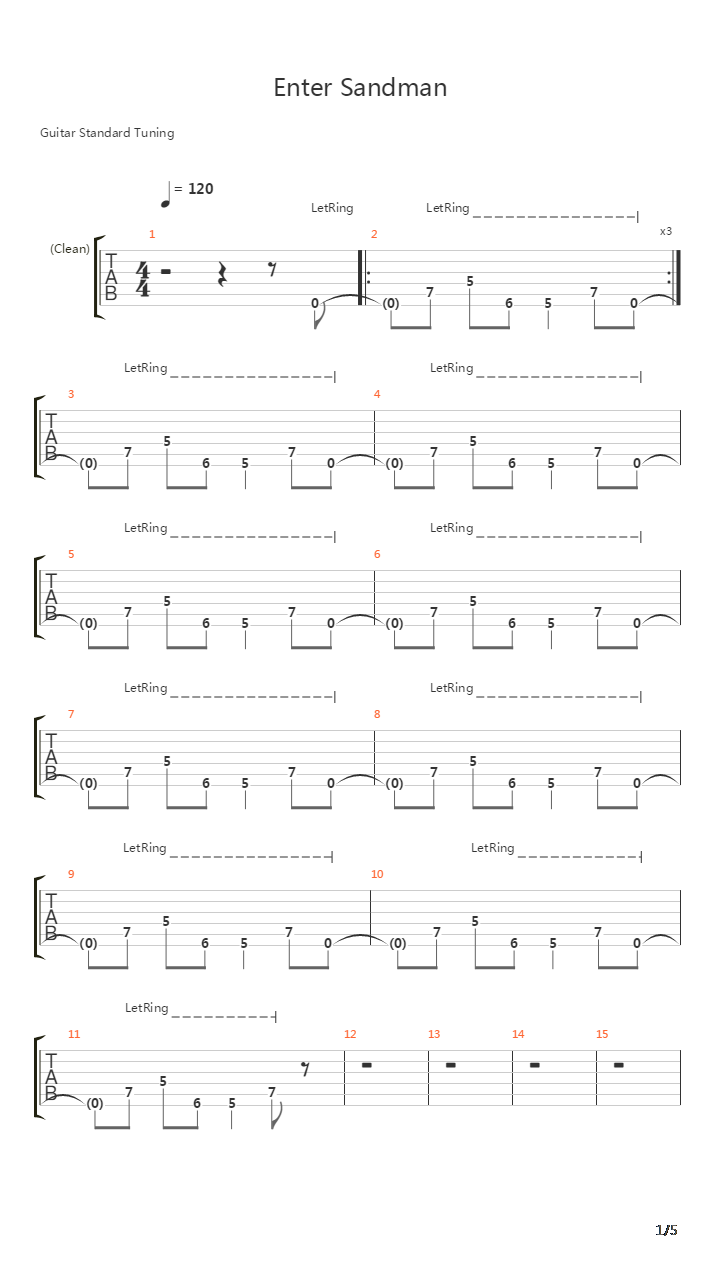 Enter Sandman吉他谱