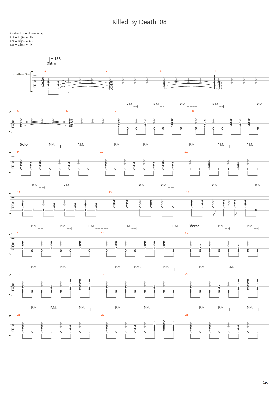 Killed By Death '08吉他谱