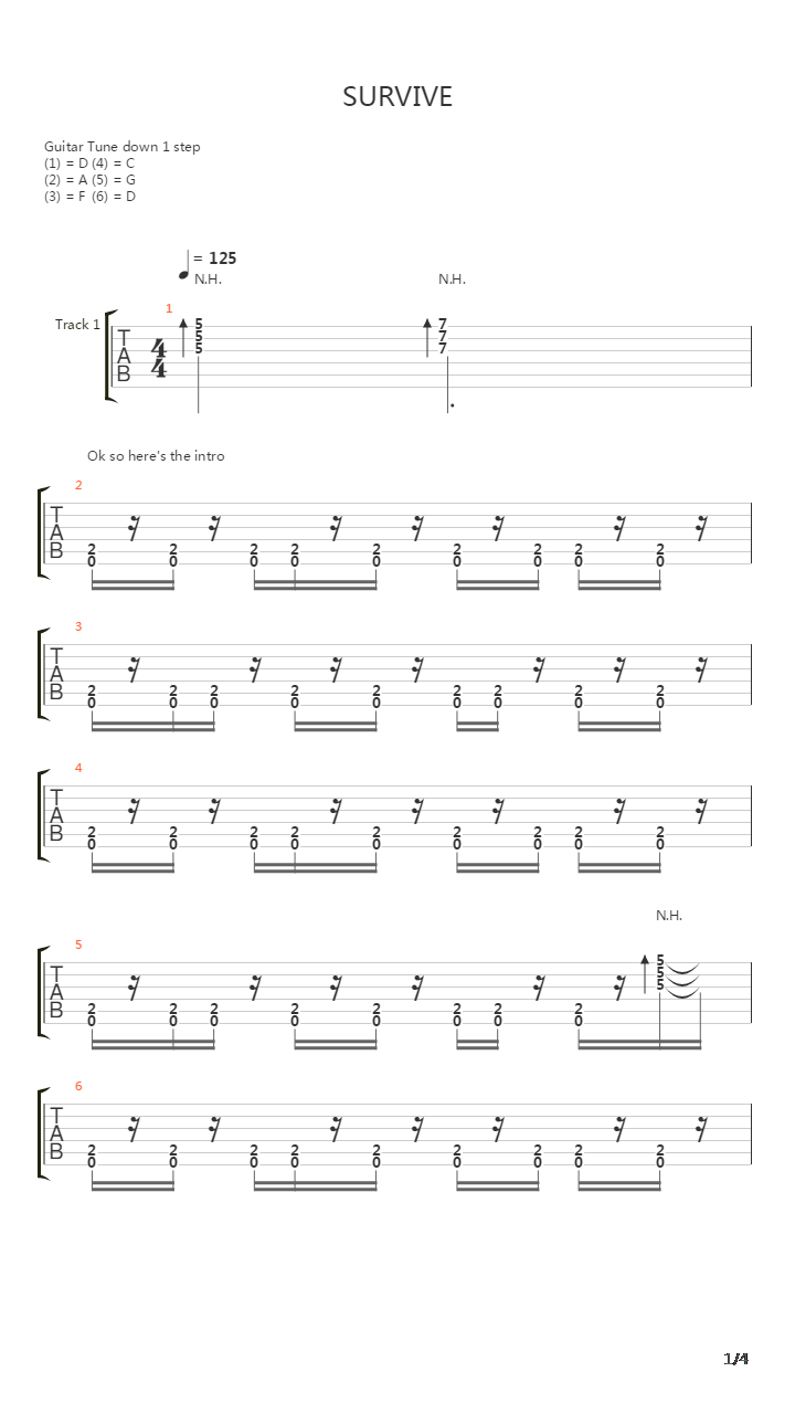 Survive吉他谱