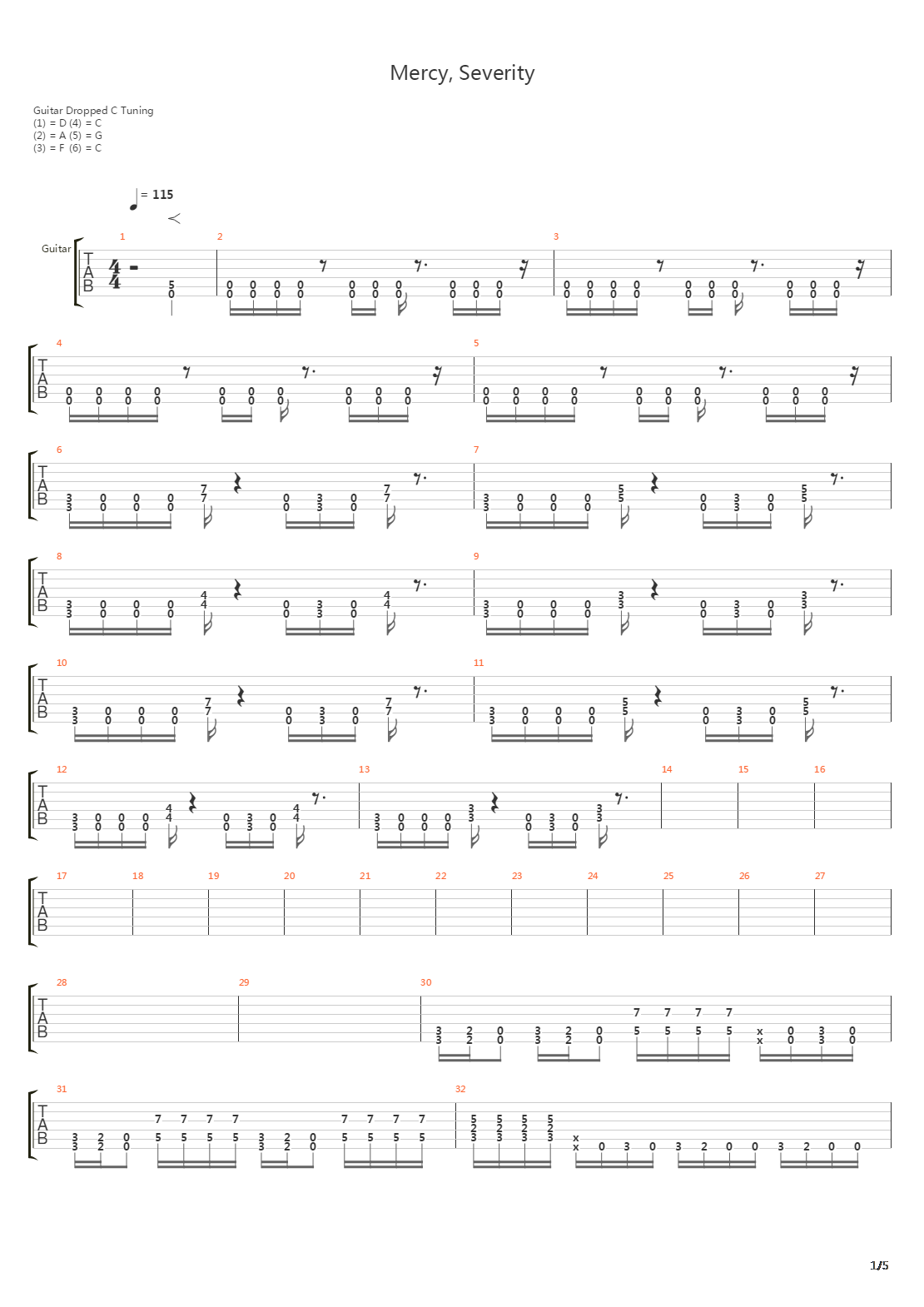 Mercy, Severity吉他谱