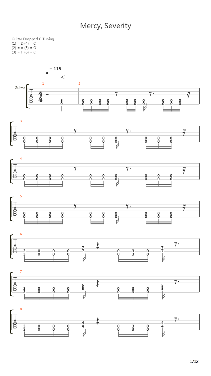Mercy, Severity吉他谱