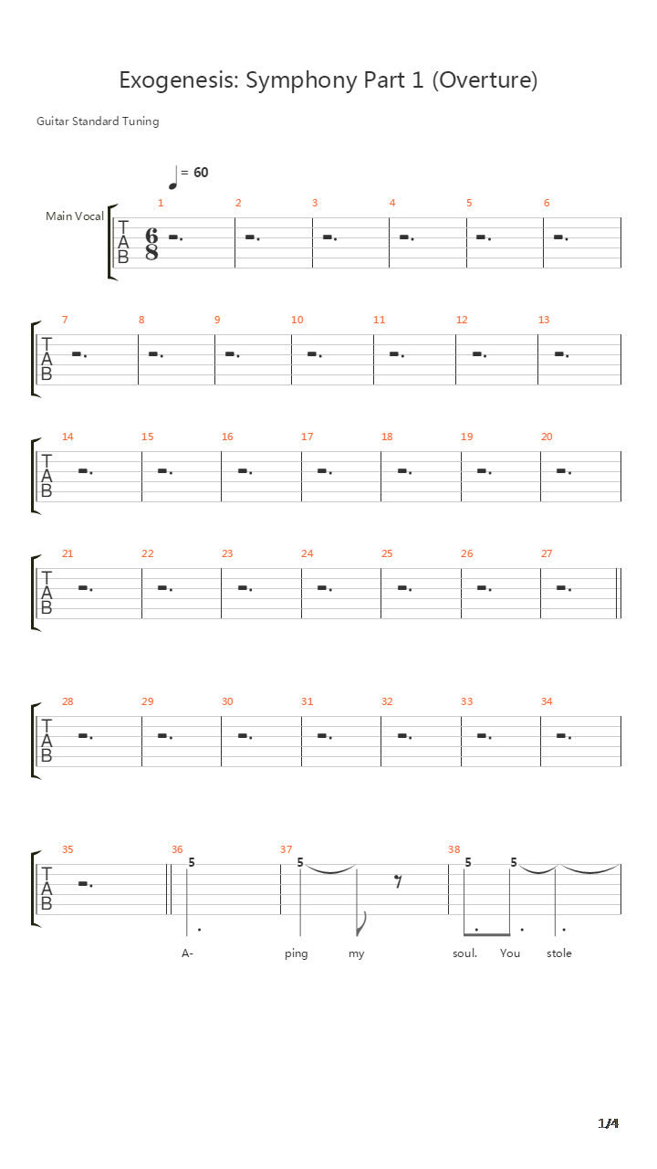 Exogenesis Pt 1 Overture吉他谱