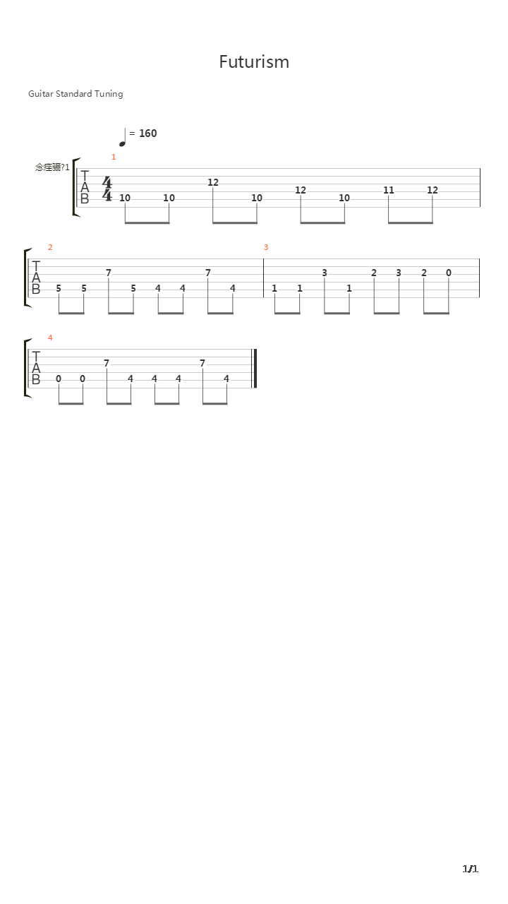 Futurism On Electro Guitar吉他谱