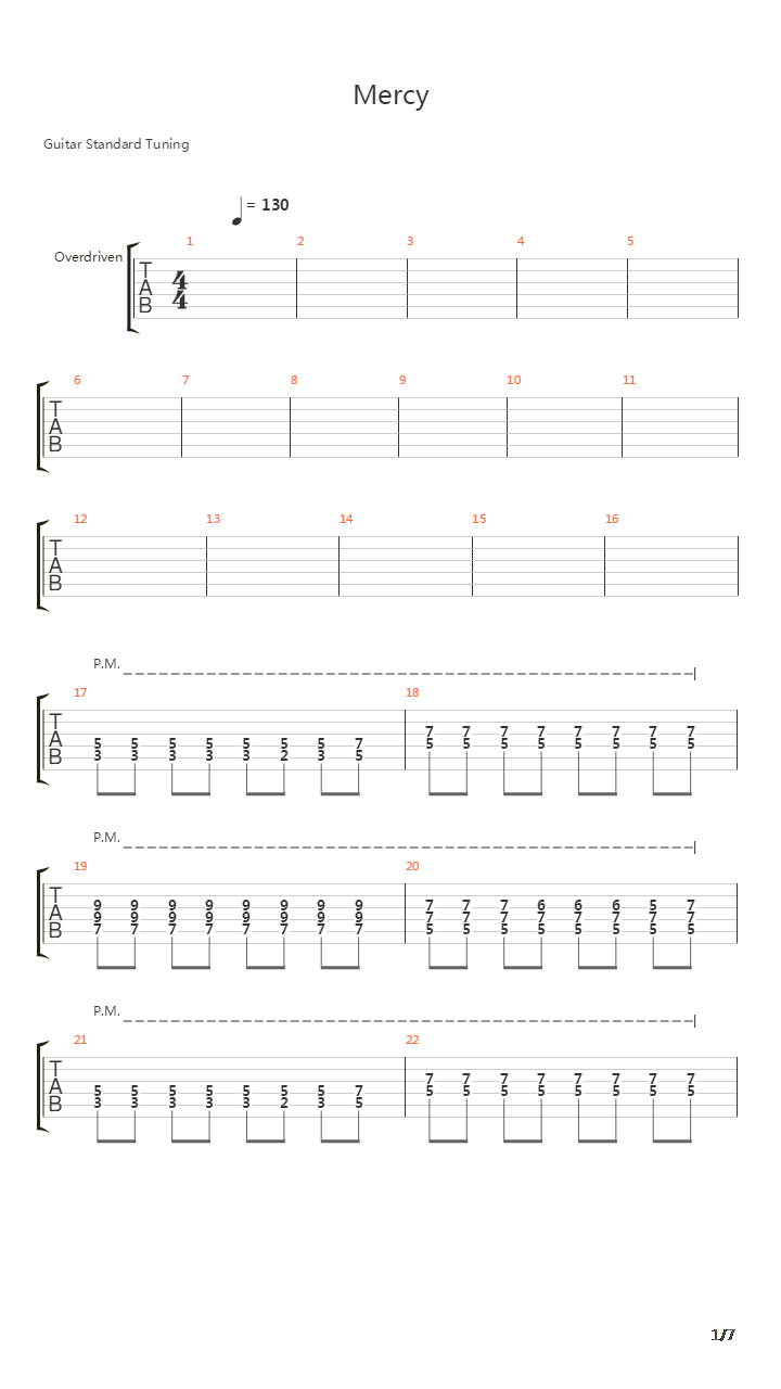 Mercy(08836)吉他谱