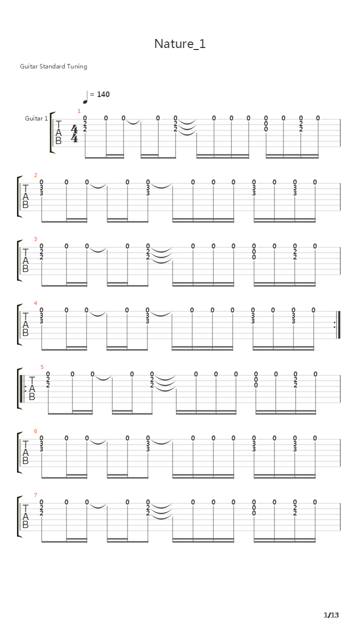 Nature 1吉他谱