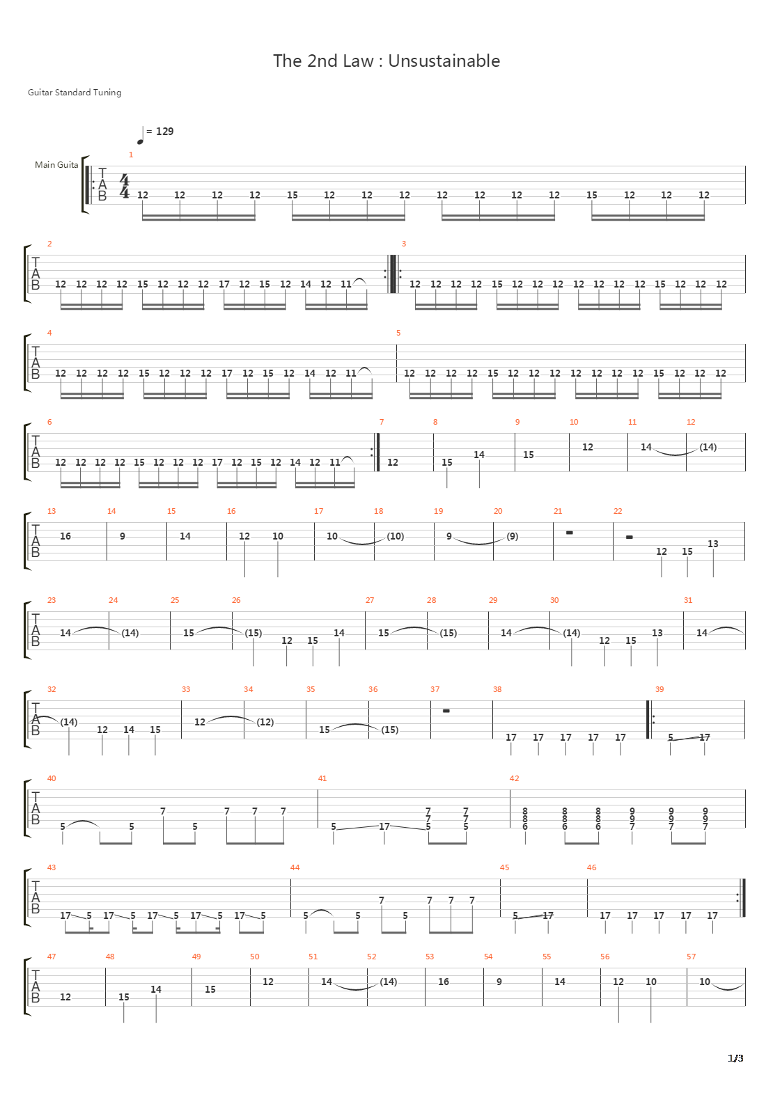 The 2nd Law  Unsustainable吉他谱