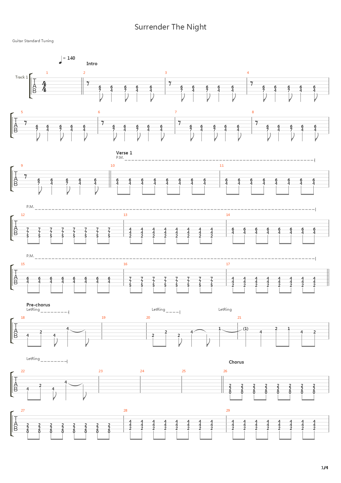 Surrender The Night吉他谱