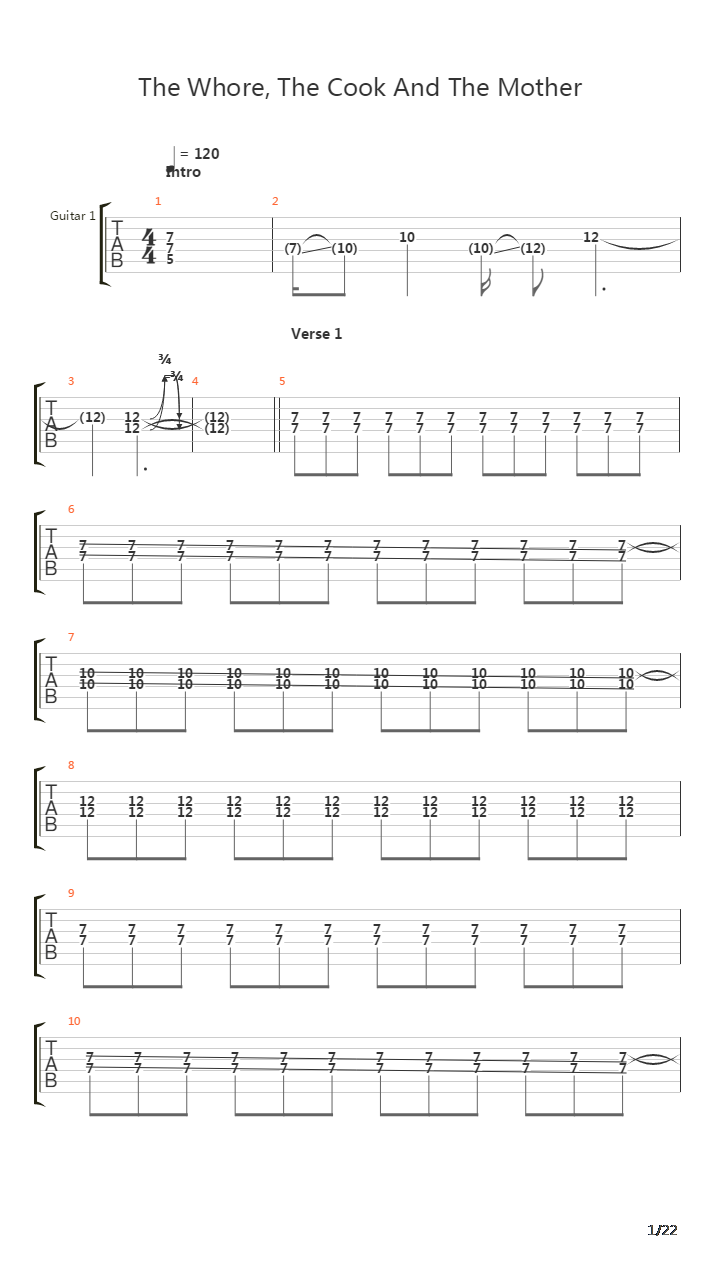 The Whore, The Cook And The Mother吉他谱