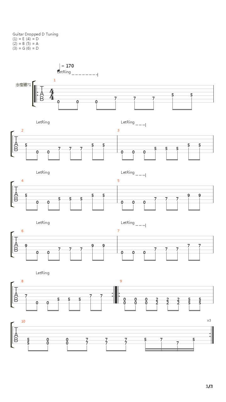 Pane吉他谱