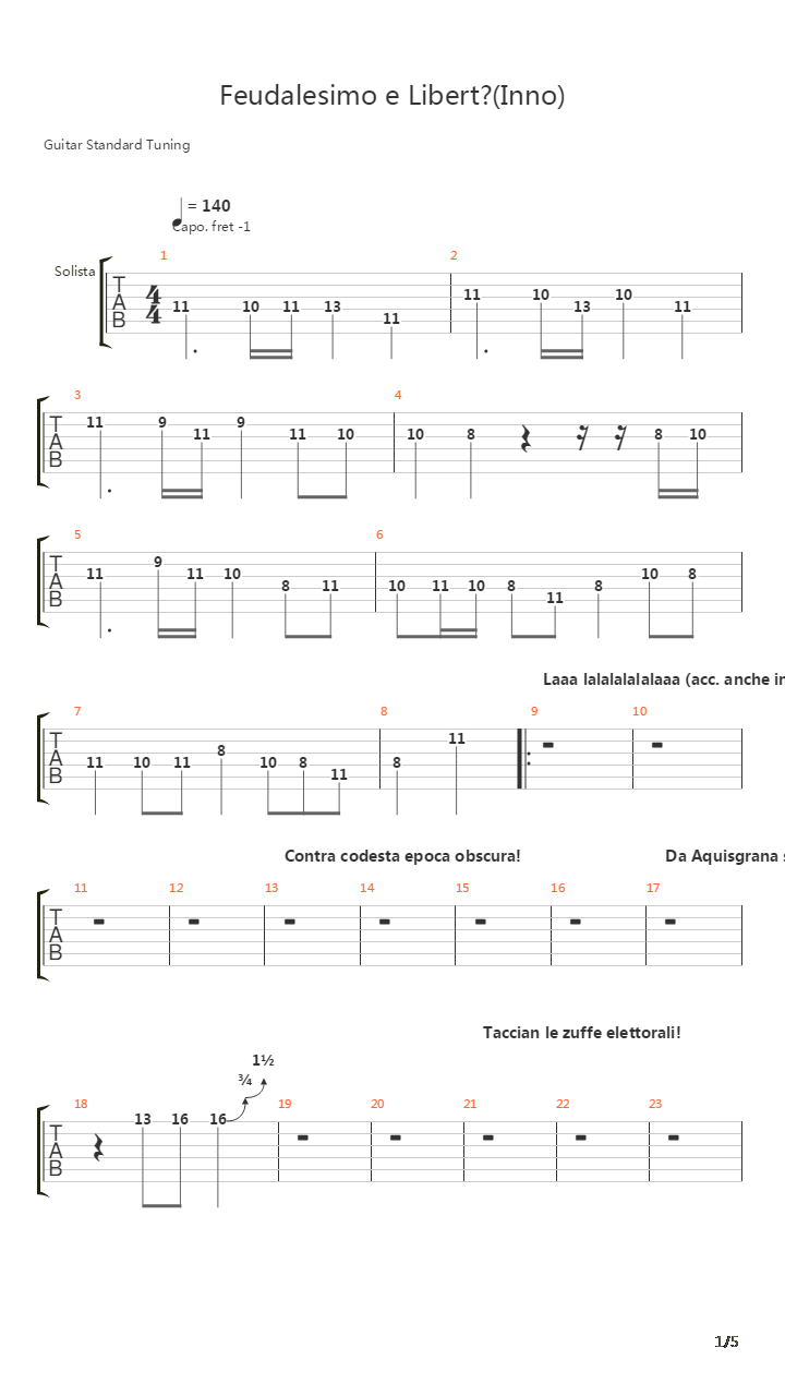 Feudalesimo E Libertà (Versione Semplificata)吉他谱