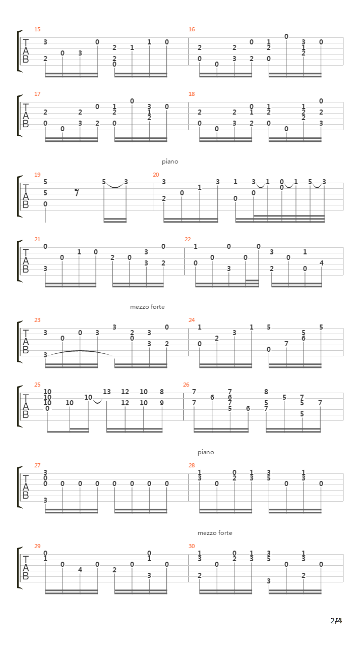 Etude En La Majeur吉他谱